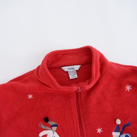 Northern Reflections Red Embroidered Skaters Winter Fleece Zip Up Sweater Xl - Picture 10 of 12